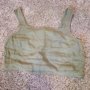 Lou & Grey Crop Top, Sage Green, Linen